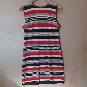 Calvin Klein Striped Sheath Dress, Sleeveless, Knee Length, Soft, Size 8